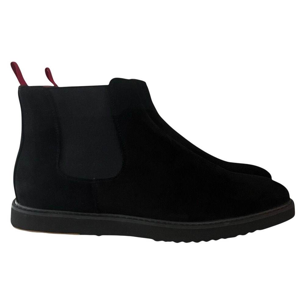 Tayno by Fernando Aldaz Mens Chelsea Boots Black‎ Suede Red Accents Size 11